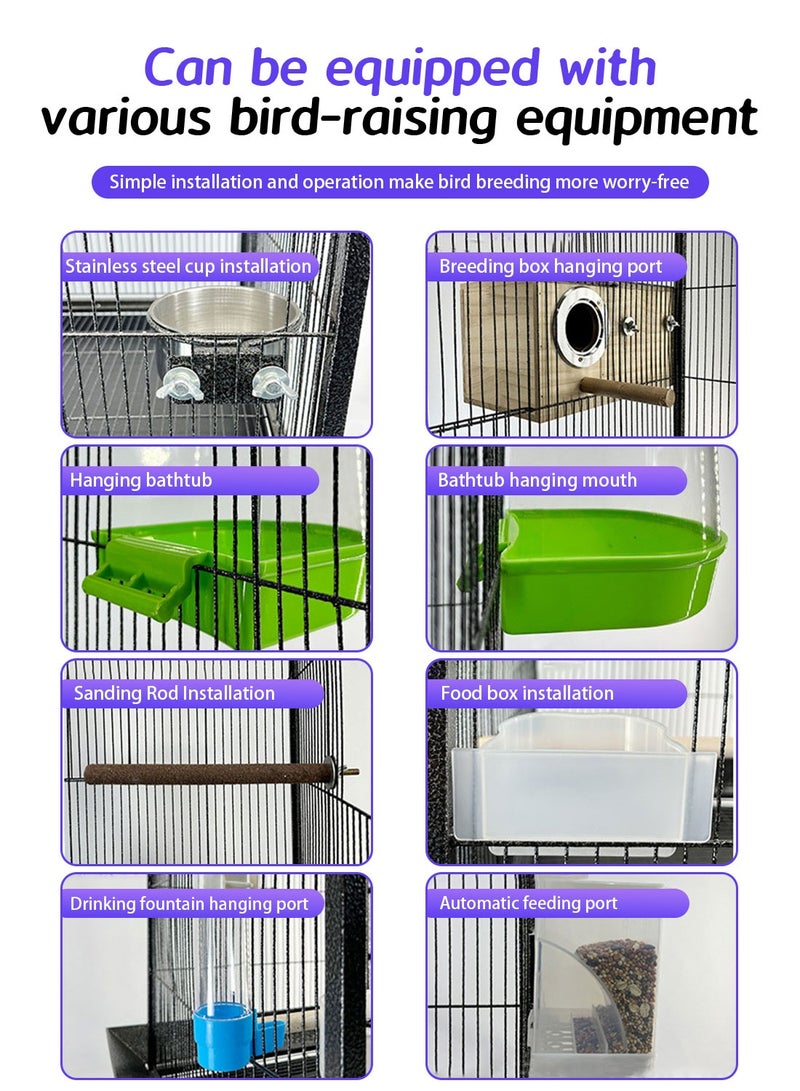 Kidle Open Top Standing Bird Cage Parrot Cage Bird House with Rolling Stand for Parakeets - Image 3